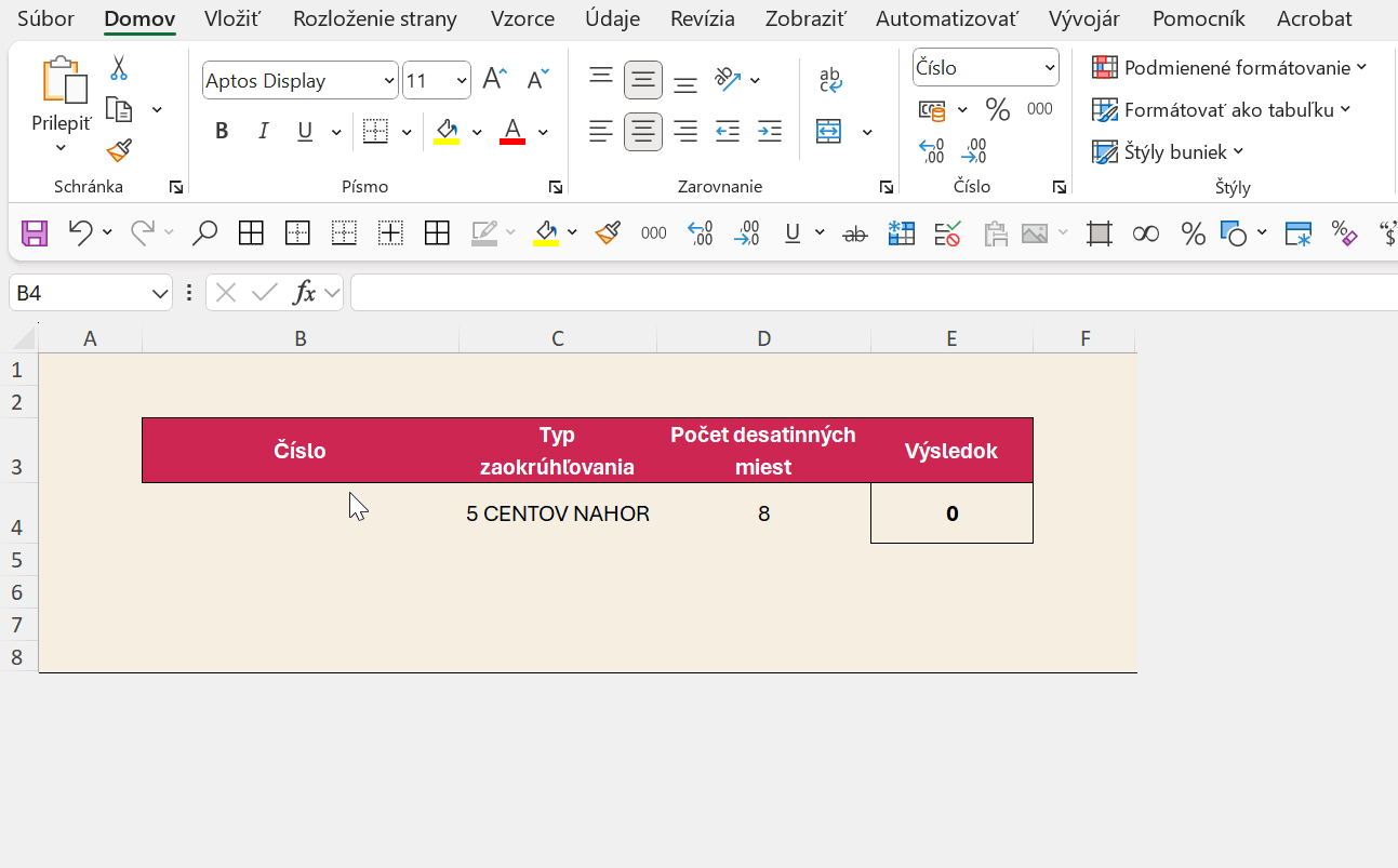 Kalkulačka na zaokrúhľovanie čísel v Exceli
